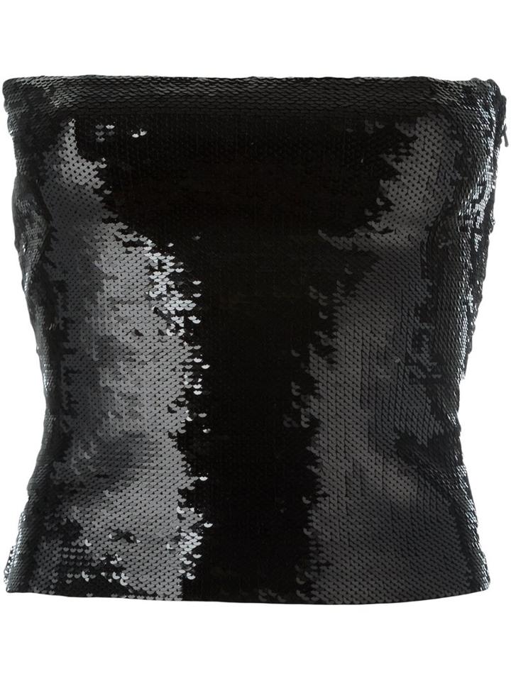 Saint Laurent Sequin Embellished Boob Tube, Women's, Size: Small, Black, Polyamide/viscose/polyester/spandex/elastane