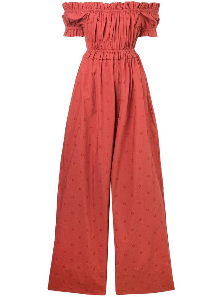 Ulla Johnson Off Shoulder Jumpsuit - Red