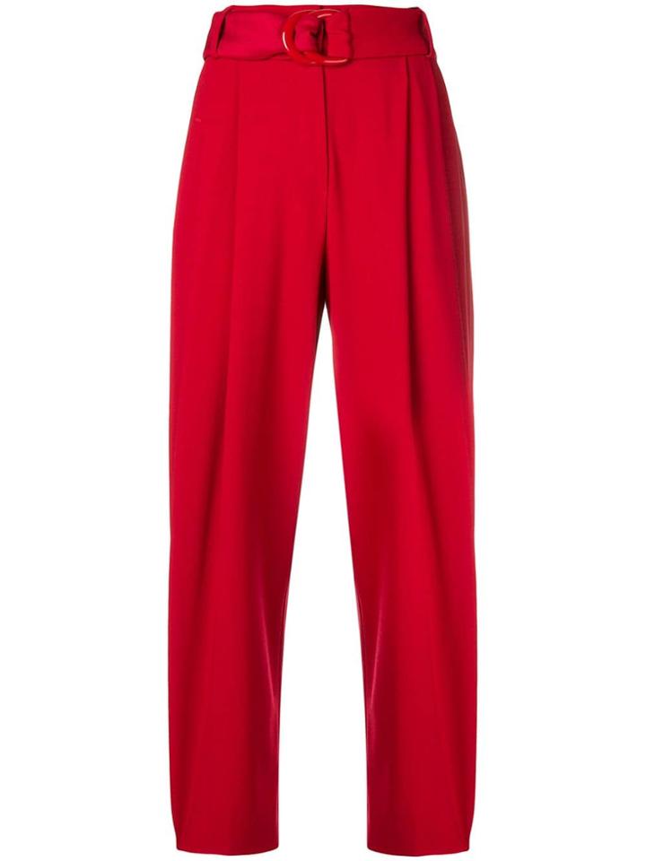 Emporio Armani Belted High Waisted Trousers - Red