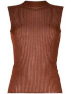 Ballsey High Neck Sleeveless Top - Brown