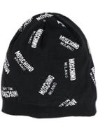 Moschino Logo Embroidered Beanie Hat - Black