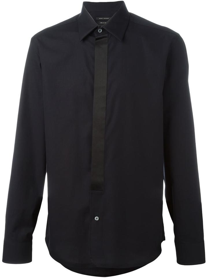 Marc Jacobs Satin Placket Shirt, Men's, Size: 52, Black, Silk/cotton