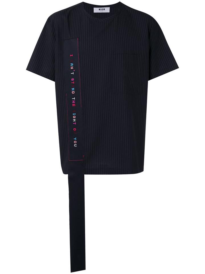 Msgm Slogan Patch T-shirt, Men's, Size: 44, Black, Polyester/viscose