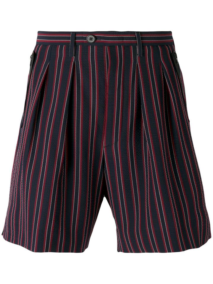 Wooyoungmi - Striped Shorts - Men - Elastodiene/polyester/wool - 48, Red, Elastodiene/polyester/wool