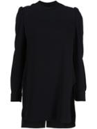 Co Longline Blouse, Women's, Size: Small, Black, Polyester/triacetate