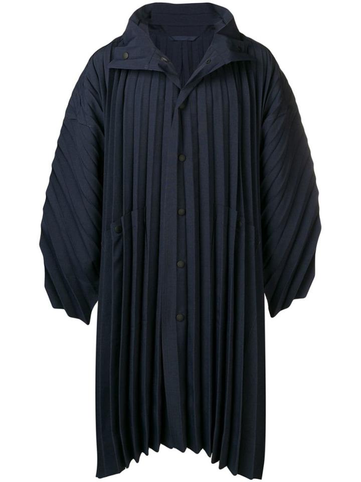 Homme Plissé Issey Miyake Pleated Oversized Coat - Blue