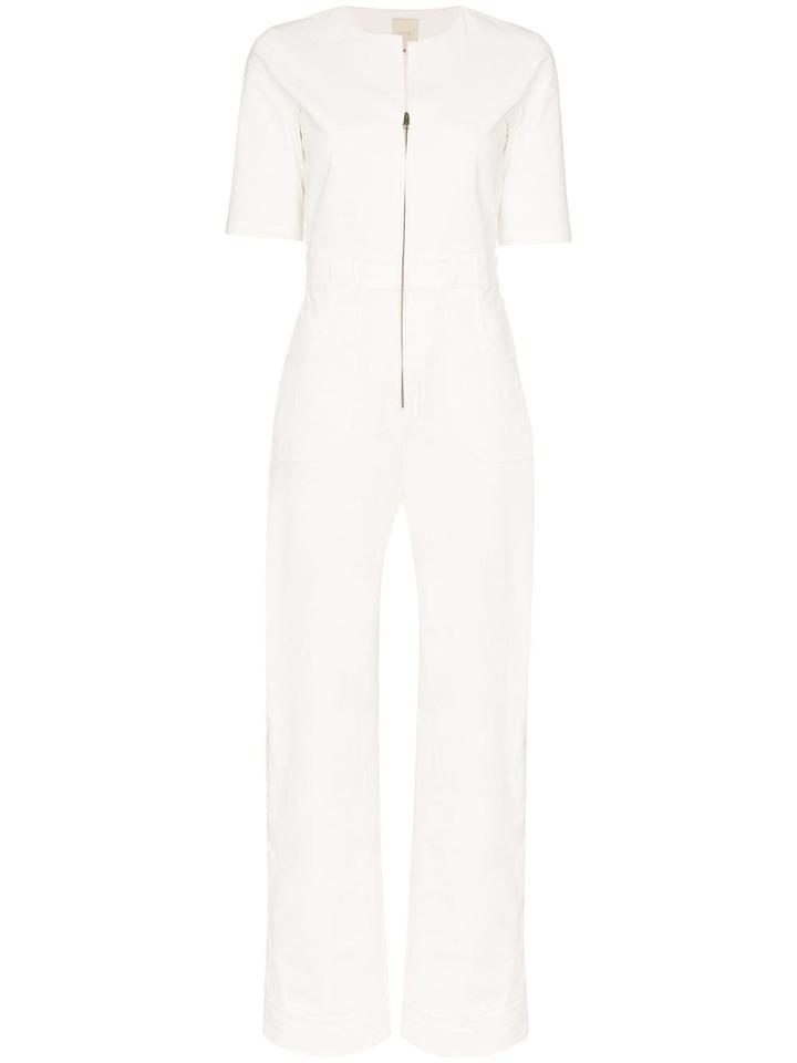 Usisi Zip Front Cotton Jumpsuit - White