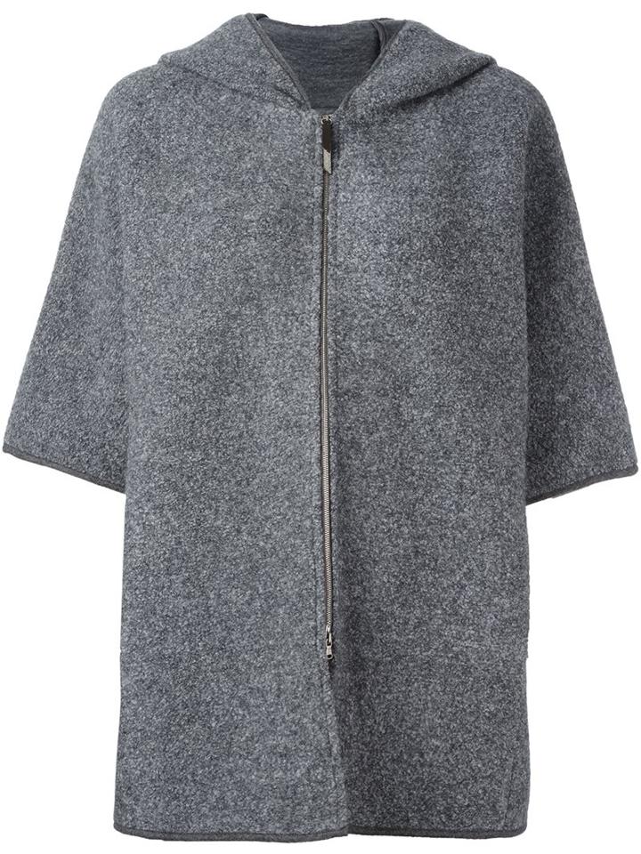 Fabiana Filippi Short Sleeve Coat, Women's, Size: 42, Grey, Nylon/polyamide/polyester/pbt Elite