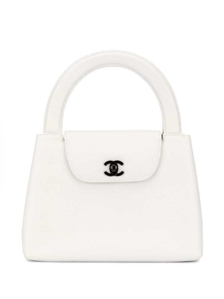 Chanel Pre-owned Interlocking Cc Logo Shoulder Bag - White