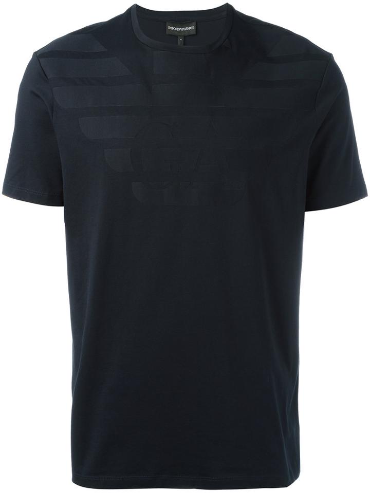Emporio Armani Logo Print T-shirt, Men's, Size: Xxxl, Blue, Cotton