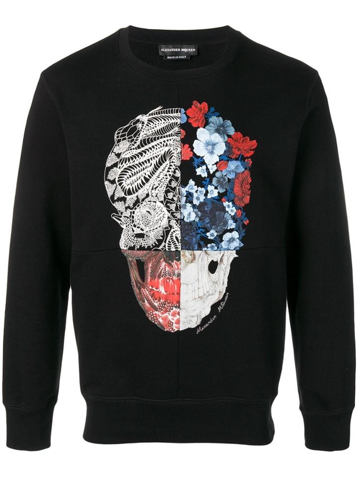 Alexander Mcqueen Floral Snake Skull Printed Sweatshirt - Black