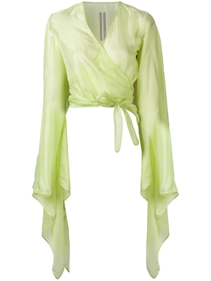 Rick Owens Silk Batwing Wrap Top - Green