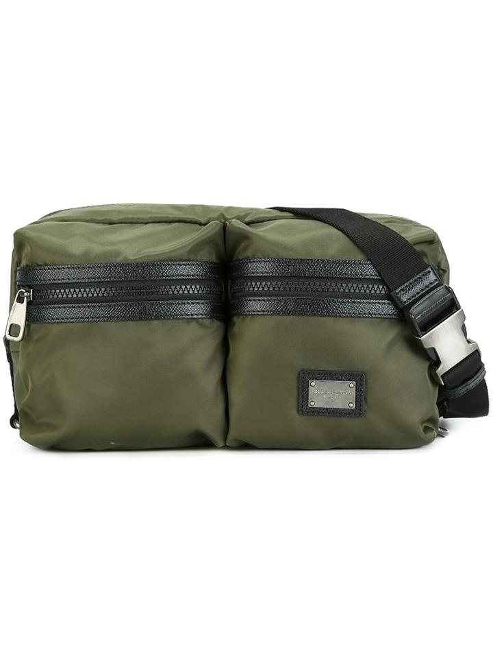 Dolce & Gabbana Double Compartment Bumbag, Men's, Green, Leather/nylon