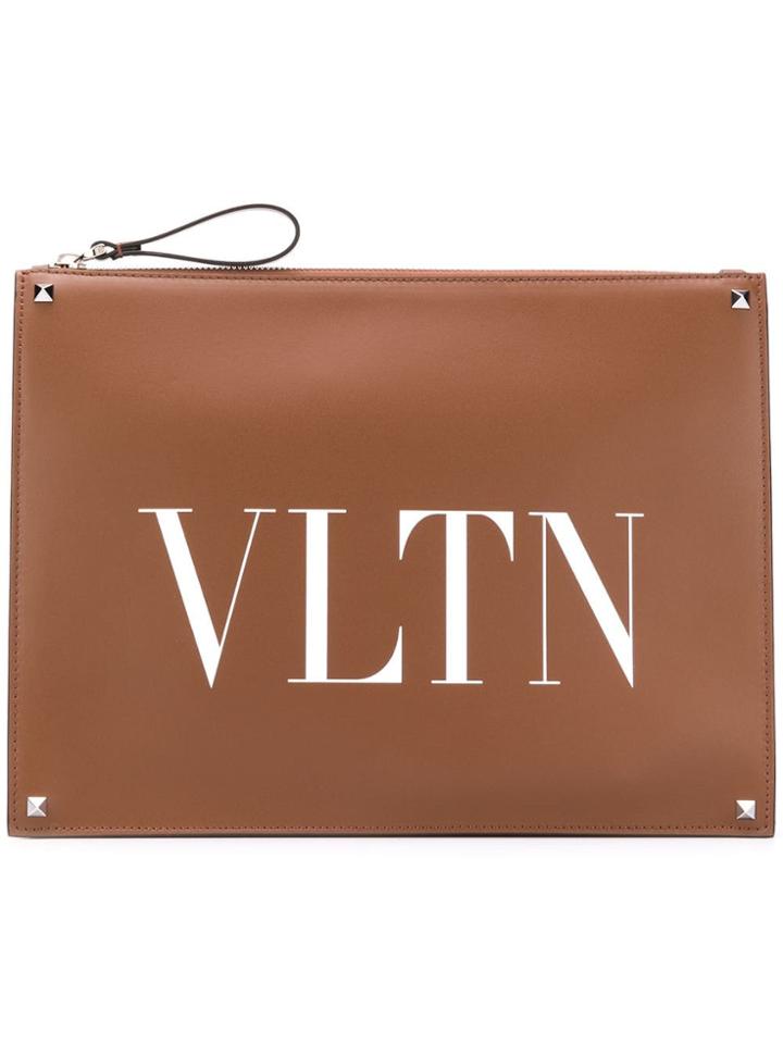 Valentino Valentino Garavani Vltn Rockstud Clutch - Brown