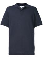 Sunspel Buttonless Eyelet Stitch Polo Shirt - Blue