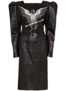 Montana Embroidered Leather Dress - Black