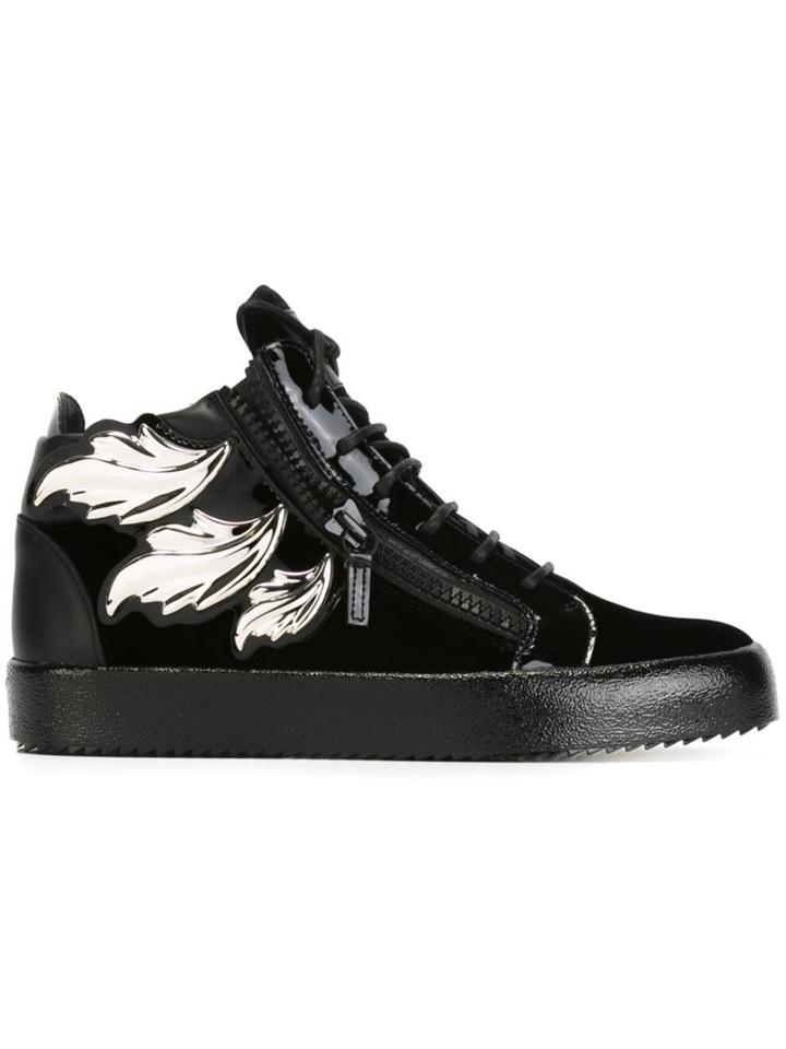 Giuseppe Zanotti Design Cruel Mid-top Sneakers, Men's, Size: 42, Black, Leather/velvet/rubber