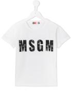 Msgm Kids Logo Print T-shirt, Boy's, Size: 12 Yrs, White