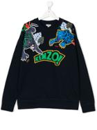 Kenzo Kids Teen Jungle Animal Print Sweatshirt - Blue