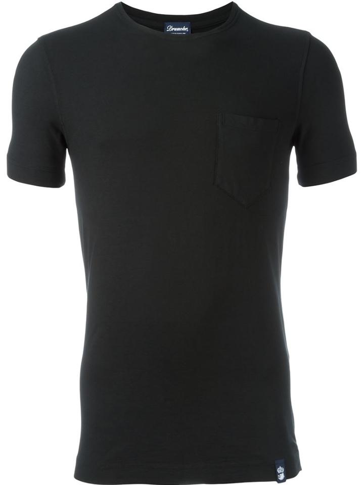 Drumohr Chest Pocket T-shirt, Men's, Size: 54, Black, Cotton