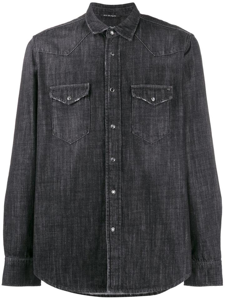 Htc Los Angeles Button Denim Shirt - Black