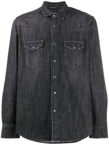 Htc Los Angeles Button Denim Shirt - Black