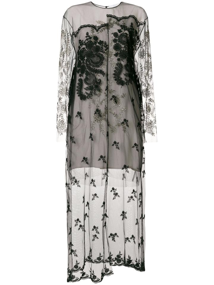 Stella Mccartney Embellished Sheer Lace Dress - Black