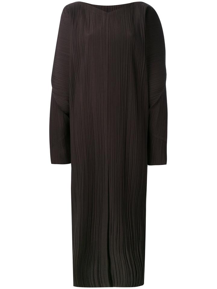 Jil Sander - Cocoon Sleeves Ribbed Dress - Women - Cotton/polyester - 34, Brown, Cotton/polyester