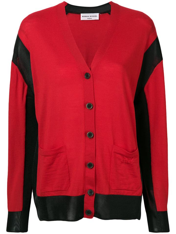 Sonia Rykiel Contrast V-neck Cardigan - Red