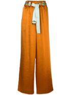 Sies Marjan Belted Satin Trousers - Yellow & Orange