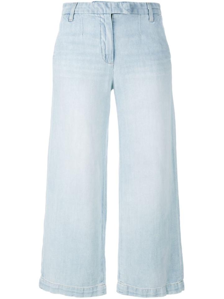 Current/elliott Cropped Wide Leg Jeans, Women's, Size: 24, Blue, Cotton/linen/flax