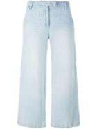 Current/elliott Cropped Wide Leg Jeans, Women's, Size: 24, Blue, Cotton/linen/flax