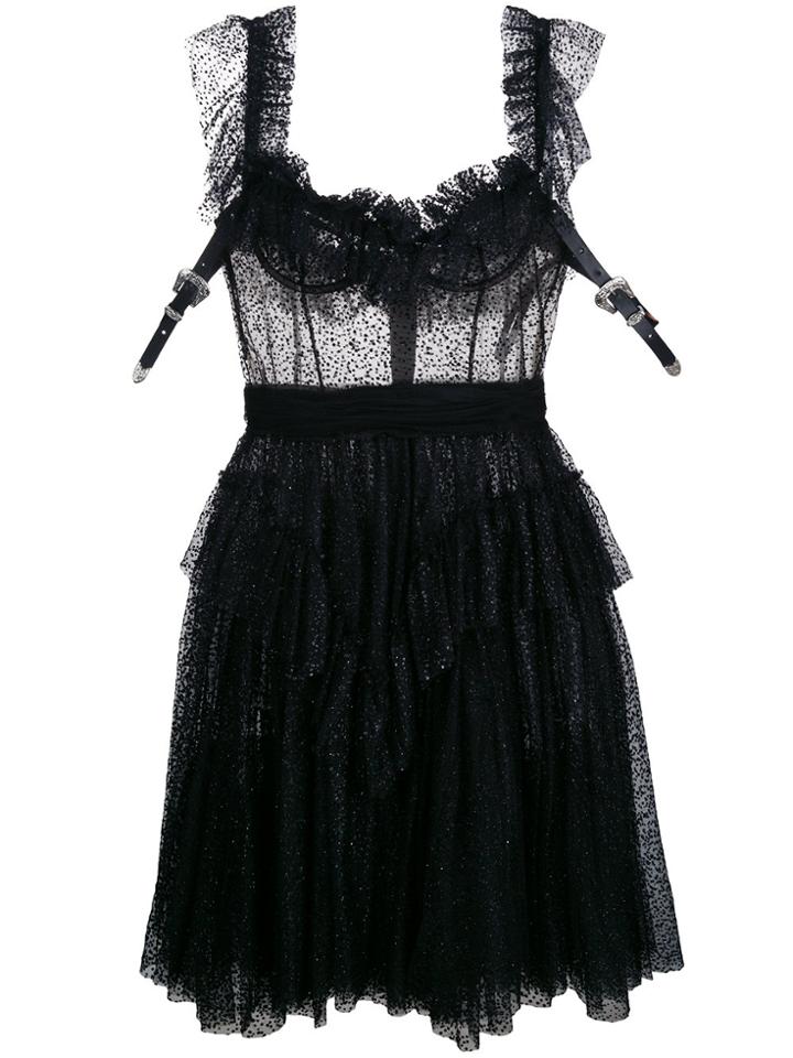 Dsquared2 Sheer Frill-trim Dress - Black