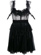 Dsquared2 Sheer Frill-trim Dress - Black