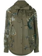 Valentino Embroidered Hooded Shirt - Green