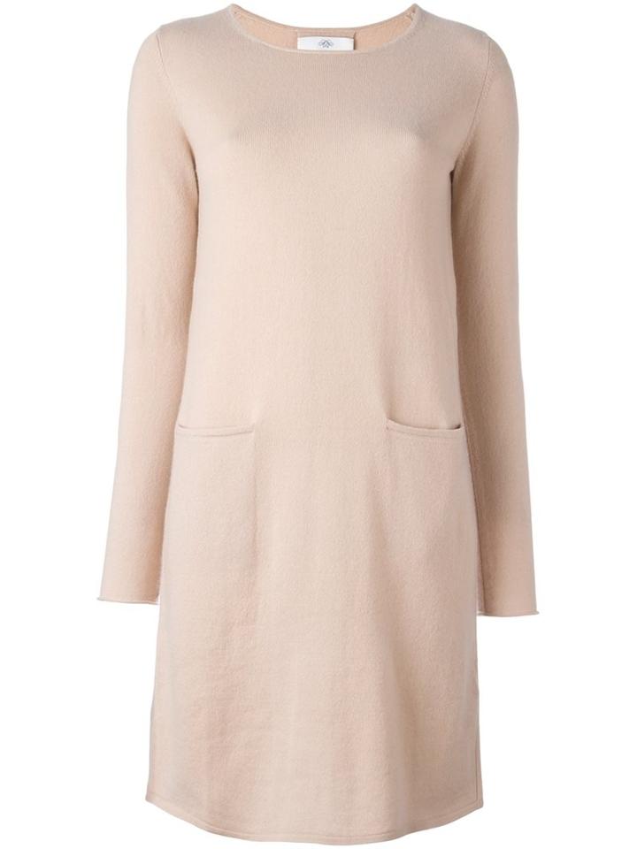 Allude Longsleeved Shift Dress, Women's, Size: Small, Nude/neutrals, Cashmere