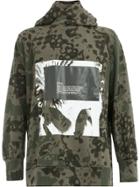 Julius Slogan Patch Camouflage Hoodie - Green