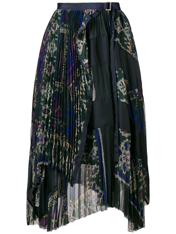 Sacai Pleated Asymmetric Skirt - Black