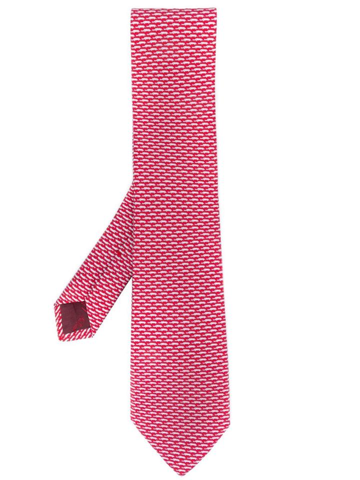 Salvatore Ferragamo Crocodile Pattern Tie - Red