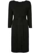 Estnation Boat Neck Tie-waist Sweater Dress - Black