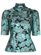 Erdem Metallic Print Blouse - Blue