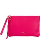 Salvatore Ferragamo Zipped Clutch, Women's, Pink/purple, Calf Leather