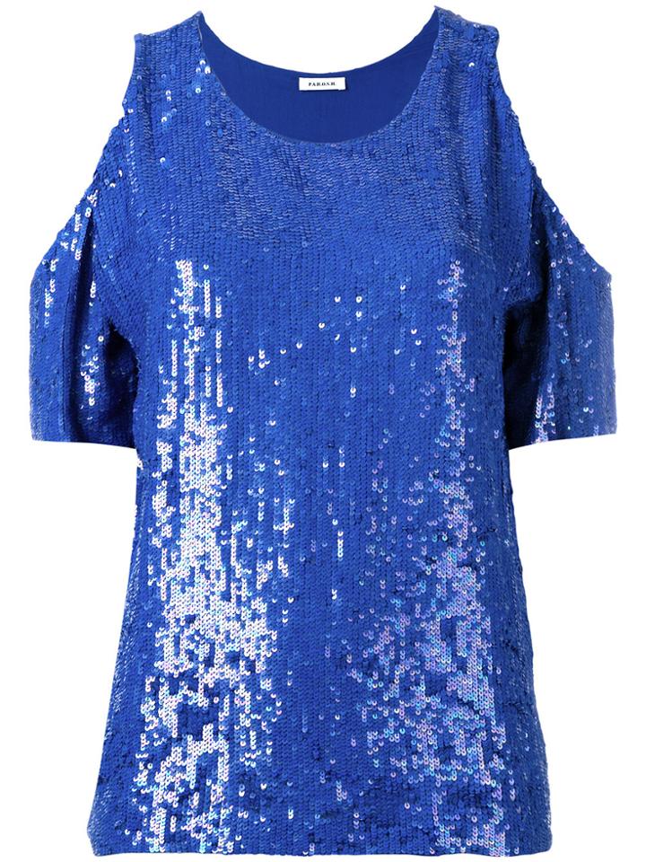 P.a.r.o.s.h. Could Shoulder Sequin Top - Blue