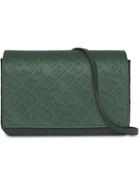 Burberry Perforated Logo Leather Wallet With Detachable Strap - Green