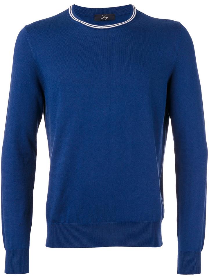 Fay - Fay Long Sleeved Sweater - Men - Cotton - 50, Blue, Cotton