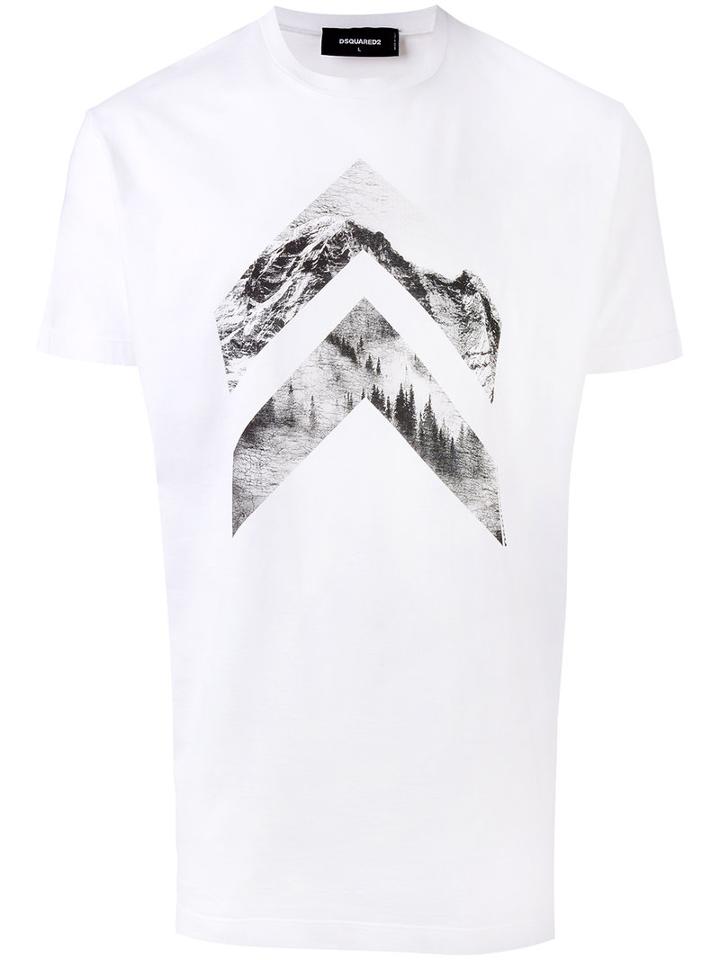 Mountain Print T-shirt - Men - Cotton - L, White, Cotton, Dsquared2