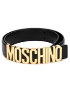 Moschino Logo Plaque Belt, Women's, Size: 85, Black, Leather/metal (other)