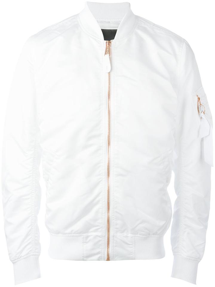 Alpha Industries Zipped Bomber Jacket, Men's, Size: Xl, White, Nylon