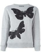 Alexander Mcqueen Moth Embroidered Sweatshirt, Women's, Size: 38, Grey, Cotton/polyester/viscose