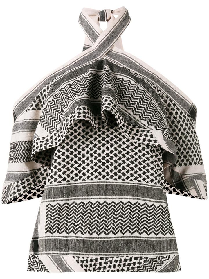 Cecilie Copenhagen - Keffiyeh Off-shoulder Top - Women - Cotton - 1, Women's, Nude/neutrals, Cotton